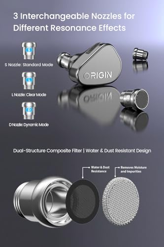 Origin Wired Audiophile in-Ear Earphones, 1DD Vocal Enhanced IEM | Premium Sound in Ear Monitors with DMT5 Dual Magnetic & Cavity Dynamic Driver, Vocal Music Friendly, 3 Nozzles, 3.5mm