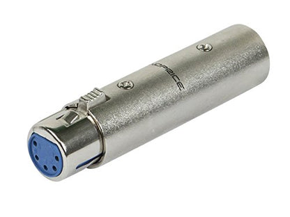 Monoprice 3-Pin Male to 5-Pin Female DMX Converter - Silver, Anodized Aluminum Adapter with Lock Release Button (Pack of 6) - size: 3-pin Male to 5-pin Female (Pack of 6)