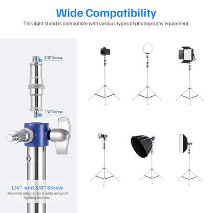 Heavy Duty Light Stand for Photography, 10.5ft/320cm Adjustable Tripod | Spring Cushioned Light Stand with 1/4" - 3/8" Screw, for Softbox, Ring Light, LED Panel, Cameras, 22lb Capacity, 2 Pack - size: 2 pack 10.5ft