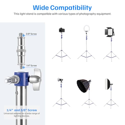 Heavy Duty Light Stand for Photography, 10.5ft/320cm Adjustable Tripod | Spring Cushioned Light Stand with 1/4" - 3/8" Screw, for Softbox, Ring Light, LED Panel, Cameras, 22lb Capacity - size: 1 pack 10.5ft