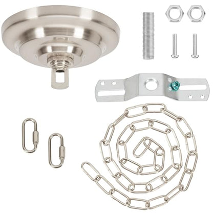 Heavy Duty Light Fixture Canopy Kit 5.3 Inches Diameter & 5.9 Feet Chain Ceiling Mounting Hardware for Pendant Light, Chandelier or Swag Light Fixtures, Brushed Nickel - color: Brushed Nickel