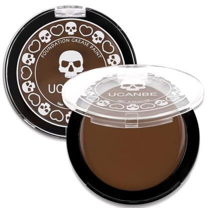 UCANBE Brown Face Body Paint Makeup Foundation, Non-Toxic Greasepaint for Adults Party, Waterproof Cream Face Painting Kit for Halloween Werewolf Leopard Camo Hunting SFX Make Up, Cosplay & Costumes - color: Brown
