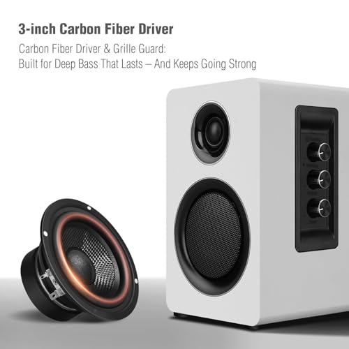 Computer Speakers, Bluetooth 5.3, USB-C, AUX/RCA, 3-Inch Woofer, White - color: White