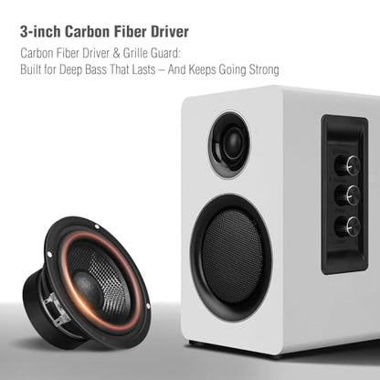 Computer Speakers, Bluetooth 5.3, USB-C, AUX/RCA, 3-Inch Woofer, White - color: White