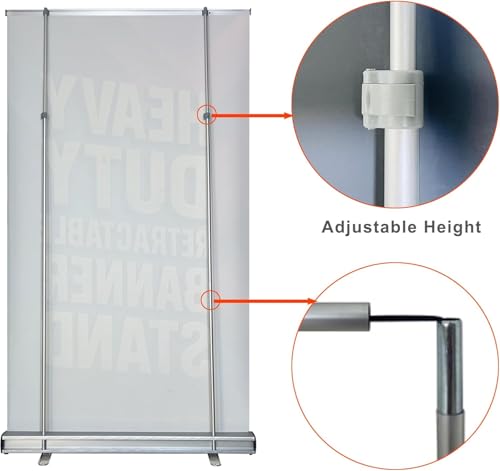 Heavy Duty Retractable Banner Stand 60" W x 72–92" H Roll Up Display Trade Show Banner Stand with Carrying Bag for Exhibitions, Conferences - size: 60"W x 72–92"H