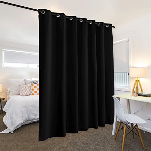 RYB HOME Extra Wide Curtains for Bedroom Closet Office Living Room Divider - color: Black, size: 120"W x 90"L (Pack of 1)