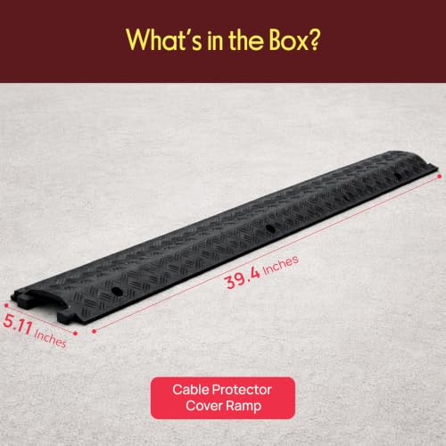 Pyle Durable Cable Protection Ramp Cover - Supports 11000lbs Single Channel Heavy Duty Hose and Cord Track Floor Protection, 39.4” x 5.11” x 0.78” Cable Concealer for Indoor Outdoor Use
