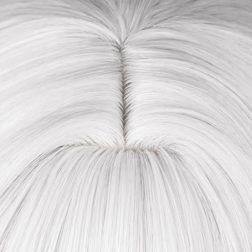 27in/70CM Long Straight White Wig with Bangs Women Halloween COS 60s Men's Hippie Wigs Queen Witch Devil Game Cosplay wig Anime COS Inuya Wigs Christmas,Comic con,Game Show,Party - color: Pure White