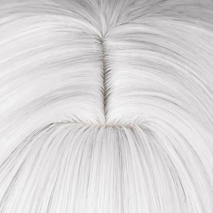 27in/70CM Long Straight White Wig with Bangs Women Halloween COS 60s Men's Hippie Wigs Queen Witch Devil Game Cosplay wig Anime COS Inuya Wigs Christmas,Comic con,Game Show,Party - color: Pure White
