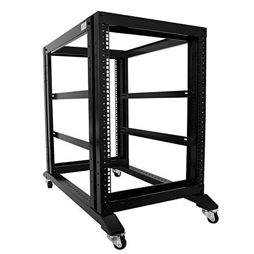 Server Rack Open Frame Rack 4 Post 19 inch Adjustable Server/Audio Rack Cold Rolled Steel(15U,31 Depth) - size: 15U-31’’Depth