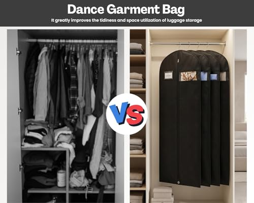 DS. DISTINCTIVE STYLE 2Pcs Dress Bags for Gowns, 60x24 In Long Dress Garment Bag with Clear Window, Garment Bag for Long Dress, Women's Coats, Formal Gowns, Evening Dresses (Black)