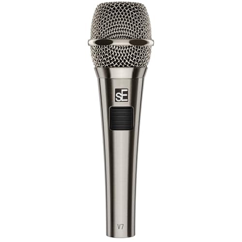 SE ELECTRONICS V7 Push-to-Talk Dynamic Microphone for Singing, Speech & Studio Recording - XLR Professional Microphone with Supercardioid Aluminum Voice Coil for Huge Gain Before Feedback - Nickel - color: V7 - Nickel - Push To Talk