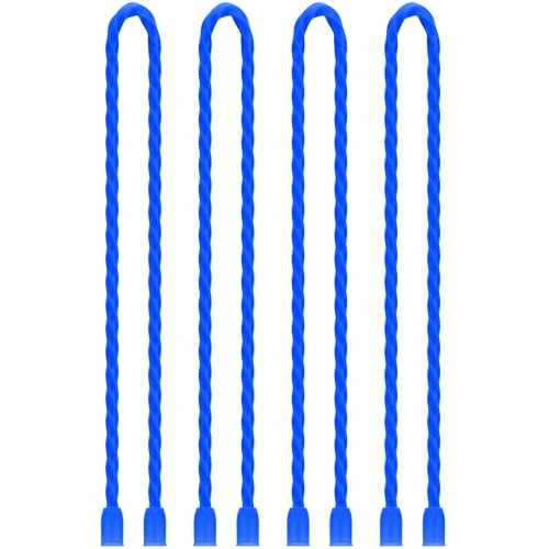 4Pcs 18Inch Silicone Cable Ties Reusable Steel-Core Wire Twist Tie Straps | for Bundling and Organizing Colorful Bendable Holder Strap for Indoor and Out All Purpose, Green - color: Blue, size: 18 Inch