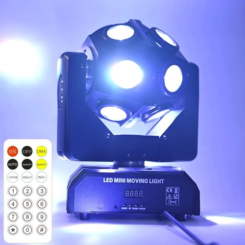 Moving Head Stage Light RGBW 12LED Lights Rotating Beam Stage Uplighting Lights for Events Sound Activated DMX512 Light for DJ KTV Disco Party Wedding Concert Christmas Festival - color: 1HEAD Stage Light
