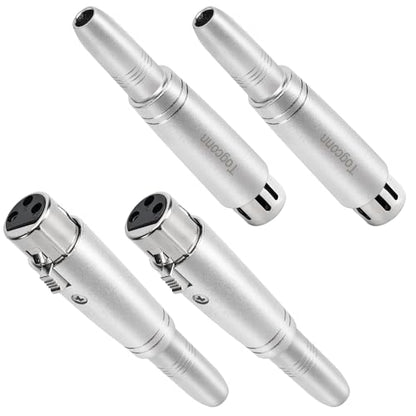 1/4" TRS to XLR Adapter 4 Pack - 6.35mm 1/4" TRS to XLR Female Connector - color: TRS 6.35mm Female to XLR Female, size: 4 Pack