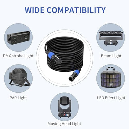 SMALL-EYE 5 Pin DMX Cables 50 ft 2-Pack, 4-Core Male to Female - size: 50 feet -2 Packs