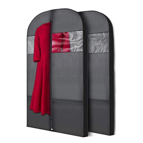 Plixio Gusseted Garment Bags Suit Bag for Travel and Clothing Storage of Dresses, Dress Shirts, Coats— Includes Zipper Pockets and Large Transparent Window (10 Pack: 54” X 24” x 3.4”) - size: 10 Pack: 54” X 24” x 3.4”