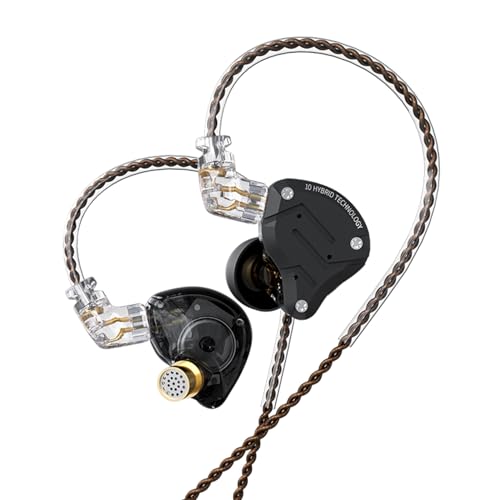 KZ ZS10 Pro 4BA+1DD in Ear Monitor Headphones 5 Driver HiFi Metal Earbuds Headphone Noise Cancelling IEM Earphone with 2 Pin Detachable Cable - size: No Mic