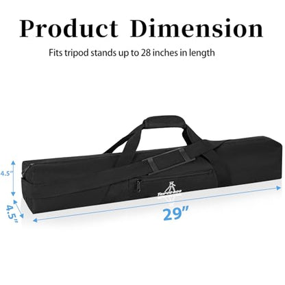 TORIBIO Tripod Carrying Case, 28x4.5x4.5in Heavy Duty Tripod Bag with Shoulder Straps and Handles, Multifunctional Monopod Case for Music Stand, Lights, Speakers, Cameras, Booms, Microphone Stands - size: 28 x 4.5 x 4.5 in