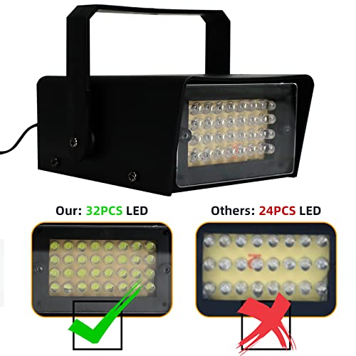 ENUOLI 32 LED Mini Strobe Light Super Bright LED Bulbs((32 LEDs 2packs)) | for Halloween,Variable Flash Speed Control Flashing Lights for Christmas,Clubs,Stage Light Effect,Disco,Bars,Party Lights - style: 2Pack 32LED