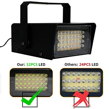 ENUOLI 32 LED Mini Strobe Light Super Bright LED Bulbs((32 LEDs 2packs)) | for Halloween,Variable Flash Speed Control Flashing Lights for Christmas,Clubs,Stage Light Effect,Disco,Bars,Party Lights - style: 2Pack 32LED