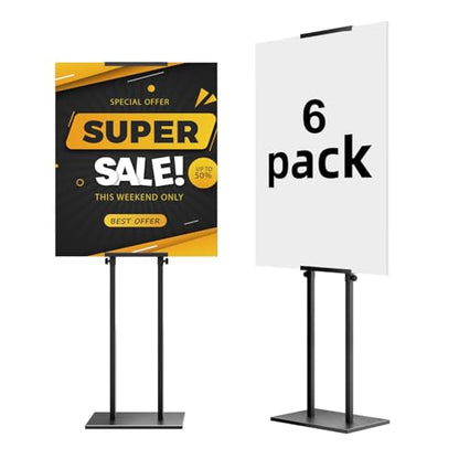 WHAUU 6Pack Display Stand Sign Holder, Heavy Duty Adjustable Poster Stand | Pedestal Sign Stand with Non-Slip Base, Up to 75inch, Double-Sided for Board & Foam Sign, Fit Wedding, Restaurant, Business - size: 75 inch-6PACK