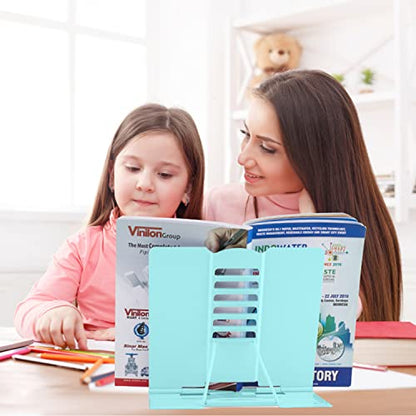 Honagu Metal Desk Book Holder, Hands Free Adjustable Cookbook & Document Holder, Ideal for Music Books, Textbooks, Recipes, Tablets & iPads (Light Lake Green) - color: Light Lake Green