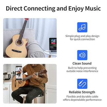 3.5mm to 1/4 Stereo Audio Cable 10 Feet /3M, 1/8" to 6.35mm 1/4" TRS Male Aux Cord Double Shielded with Braiding for Guitar, Amplifiers, PC, Home Theater, Speaker, etc. - size: 10 Feet