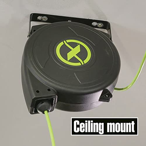 Flexzilla Retractable Extension, 14/3 AWG SJTOW, 50', Grounded Triple Tap Outlet Electric Cord Reel, ZillaGreen, FZ8140503 - size: 50ft / 14 Gauge
