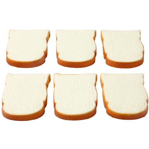 Joeabor 6pcs Artificial Bread Slices Set Fake White Sliced Bread Realistic Fake Food for Display Faux Bread Slice Model for Decoration Faux Food Props