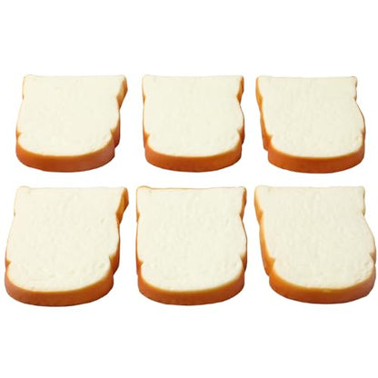 Joeabor 6pcs Artificial Bread Slices Set Fake White Sliced Bread Realistic Fake Food for Display Faux Bread Slice Model for Decoration Faux Food Props