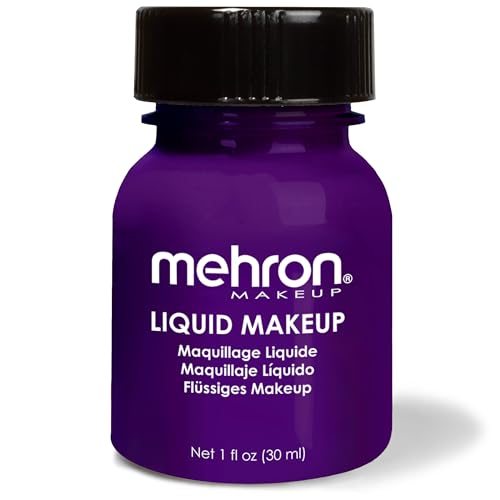 Mehron Makeup Liquid Makeup - PURPLE, Face & Body Paint | 1 Fl oz Water-Based Face Paint & Body Paint Perfect for Halloween & Cosplay. Air Brush Compatible. Vegan & Made in the USA. - color: Purple