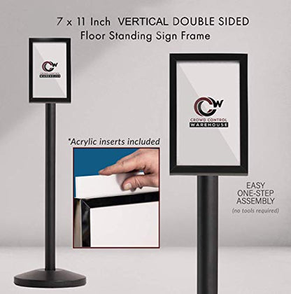 CCW 7 X 11" Vertical Pedestal Floor Sign Frame, Black Powder Coated Steel - color: Black Powder Coated Steel, size: 7 x 11 Inch Vertical