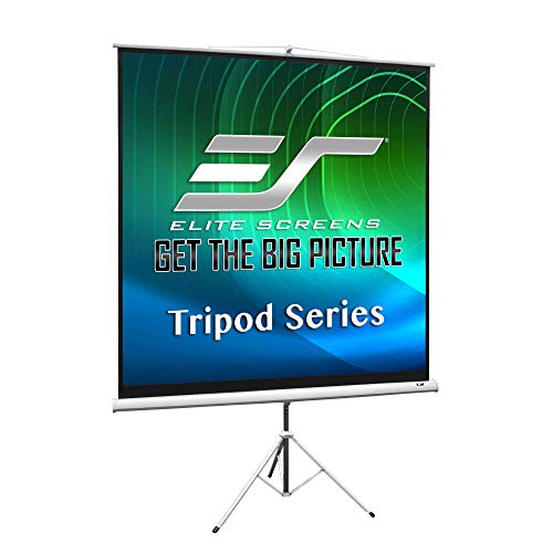 Elite Screens Tripod, 119-Inch 1:1 Portable Projector Screen with Stand– MaxWhite 2, 1.1 Gain, Adjustable Indoor Outdoor Pull Up Projection Screen for Home Theater, Office & Classroom, T119NWS1, White - size: 119-inch/ 1:1/ White