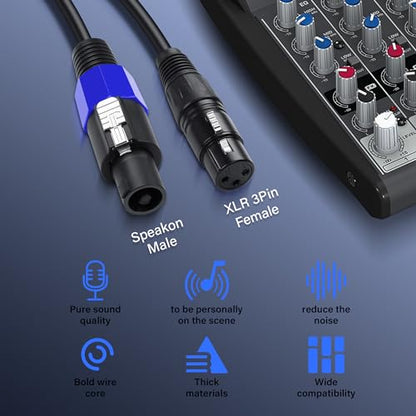SinLoon Speakon to XLR 3Pin Cable 18AWG Male to Female Audio Extension Cable with Twist Lock for Amplifier Pro DJ PA Stage(1.8M/6FT Speakon Male) - style: 1.8M/6FT Speakon Male