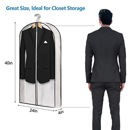 Mskitchen Hanging Clothes Storage with 4" Gusseted Garment Covers (Set of 6) - Clear Suit, Dress, Sweater, Shirt Protectors - 24"x 40"x 4" / 6 Pack - size: 24"x40"x4"/ 6 Pack