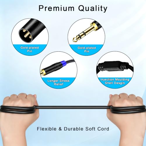 1/4" TRS to Dual XLR Male Y Splitter Cable, 6.35mm Quarter inch Stereo to 2 XLR Male Breakout Microphone Cable Cord (1.5 FT - size: 1/4 Inch TRS to Dual XLR Male - 1.2 FT