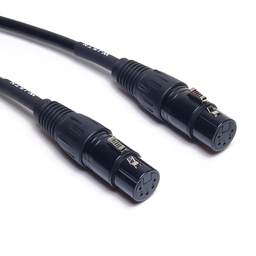 WJSTN XLR Adapter Cable, 5 Pin Male to 5 Pin Female,XLR to XLR Jumper for Mixer, DMX Lightspeed, DMX Controller 2 Pack (6in), black