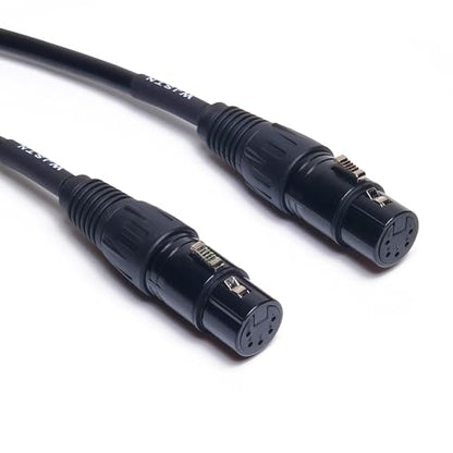 WJSTN XLR Adapter Cable, 5 Pin Male to 5 Pin Female,XLR to XLR Jumper for Mixer, DMX Lightspeed, DMX Controller 2 Pack (6in), black