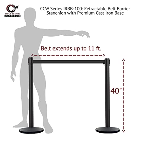 CCW Retractable Belt Barrier Stanchions, 2-Pk, 7.5-ft Brown, Polished Brass - color: Brown, size: 7.5 Foot