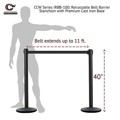 CCW Retractable Belt Barrier Stanchions, 2-Pk, 7.5-ft Brown, Polished Brass - color: Brown, size: 7.5 Foot