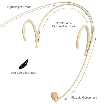 Earset Headset Microphone Portable Headworn Over Ear Hanging Condenser Mic Compatible with Audio Technica Wireless System Bodypack Transmitter for Lectures Performance Theater, Hirose 4 Pin Plug - size: Hirose 4 Pin Plug for Audio-Technica Only