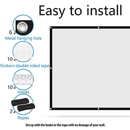 Jscreen 60 inch Projector Screen 16:9 HD Foldable Anti-Crease Portable Projection Movies Screen for Home Theater Outdoor Indoor Support Double Sided Projection