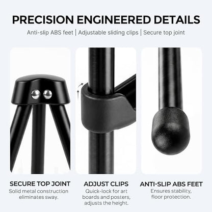 Nicpro 6 Pack 63 Inches Easel Stand for Sign, Black, with Carry Bags | Lightweight Metal Display Easel & Poster Stand, Adjustable Portable Easels for Display, Signs, Arts, Posters, Wedding Sign