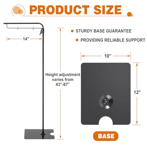 Blulu 2 Pcs Adjustable Hanging Poster Stand Sign Holder 43-87 Inch Pallet Floor Standing Poster Display Black Heavy Duty Double Sided Clip on Mobile Banner Stand with Base for Outdoor Hanging Display