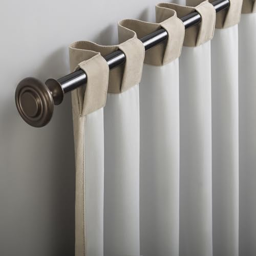 Sun Zero Hampshire Velvet Noise Reducing Thermal Extreme 100% Total Blackout Back Tab/Rod Pocket Curtain Panel, Ecru Off-White, 50" W x 108" L (1 Panel) - color: Ecru Off-white, size: 50"W x 108"L (Pack of 1)