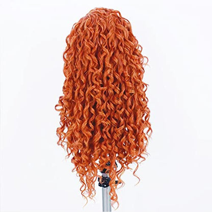 RDY Orange Lace Front Synthetic Wig Loose Body Wave Heat Fiber Hair 24inches Long Wavy Lace Front Wigs for Women Half Hand Tied Wig Cosplay Daily Use Hair - color: Orange-#2735