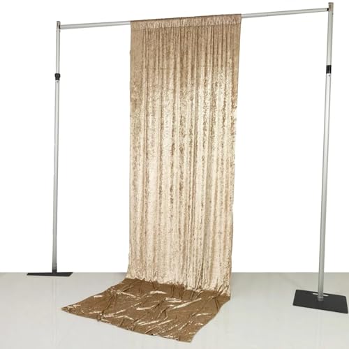 Efavormart Beige Premium Crushed Velvet Backdrop Curtain 5ft x 12ft – Event Drape Panel & Photo Booth Background with Rod Pocket, 70% Blackout - color: Beige, size: 5ft x 12ft