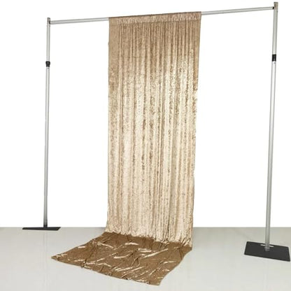 Efavormart Beige Premium Crushed Velvet Backdrop Curtain 5ft x 12ft – Event Drape Panel & Photo Booth Background with Rod Pocket, 70% Blackout - color: Beige, size: 5ft x 12ft