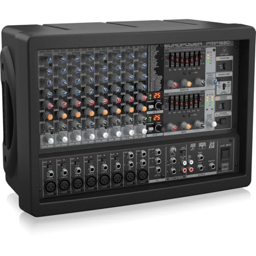 Behringer EUROPOWER PMP1680S 1600W 10-Channel Powered Mixer, Bundle with 2x H&A XLR M To F Cable